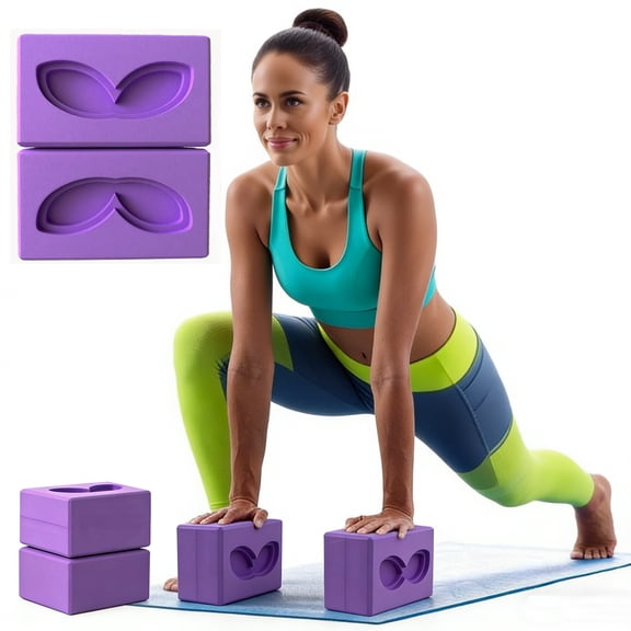 2 Pcs Large Yoga Blocks Rabbit ear groove shape- Supportive Latex-Free Eva Foam - Soft Non-Slip Surface with Beveled Edges for Yoga, Pilates, Meditation - Yoga Accessories for Stability, Balance