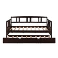 thumbnail image 5 of Full Wood Daybed with Roll Out Twin Trundle, Trundle Daybed Full Size, Standard Full Bed Frame, No Box Spring Required Sturdy Sofa Bed for Bedroom Living Room, 5 of 7