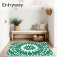 thumbnail image 3 of ODIKA 6'x9' Machine Washable Non-Slip Area Rug, Kaleidoscope with Symmetrical Botanical High Traffic Rug with Pad, Green, 559409, 3 of 8