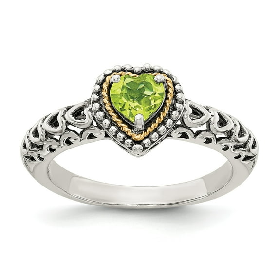 Sterling Silver w/14k Peridot Ring - Size 8