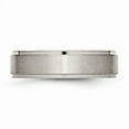 thumbnail image 3 of Grey Titanium Ring Band Wedding Ridged Flat Edge 6mm Brushed and Polished, 3 of 6