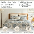 thumbnail image 2 of Southshore Fine Living, Inc. Oversized King Quilt Bedding Set 7-Pieces with 2 Pillow Shams, 2 Euro Shams, 2 Throw Pillows, Boho Bedding Set for King and California King Beds, Persian Indigo Blue, 2 of 9