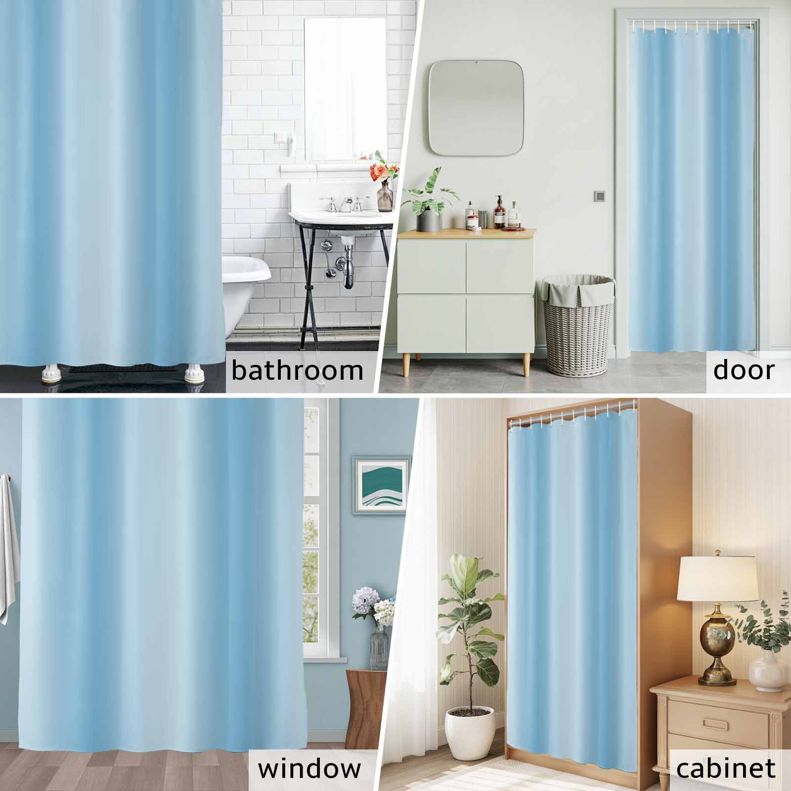 Shower Curtain Bathroom Set Minimalist Light Blue Gradient Texture Waterproof Fabric Shower Curtains with Grommets&Hooks, Modern Monochrome Art Privacy Bath Curtain for Bathtub 72x72in