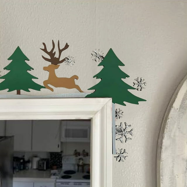 Christmas Hat Wall Sticker Featuring Festive Reindeer and Santa