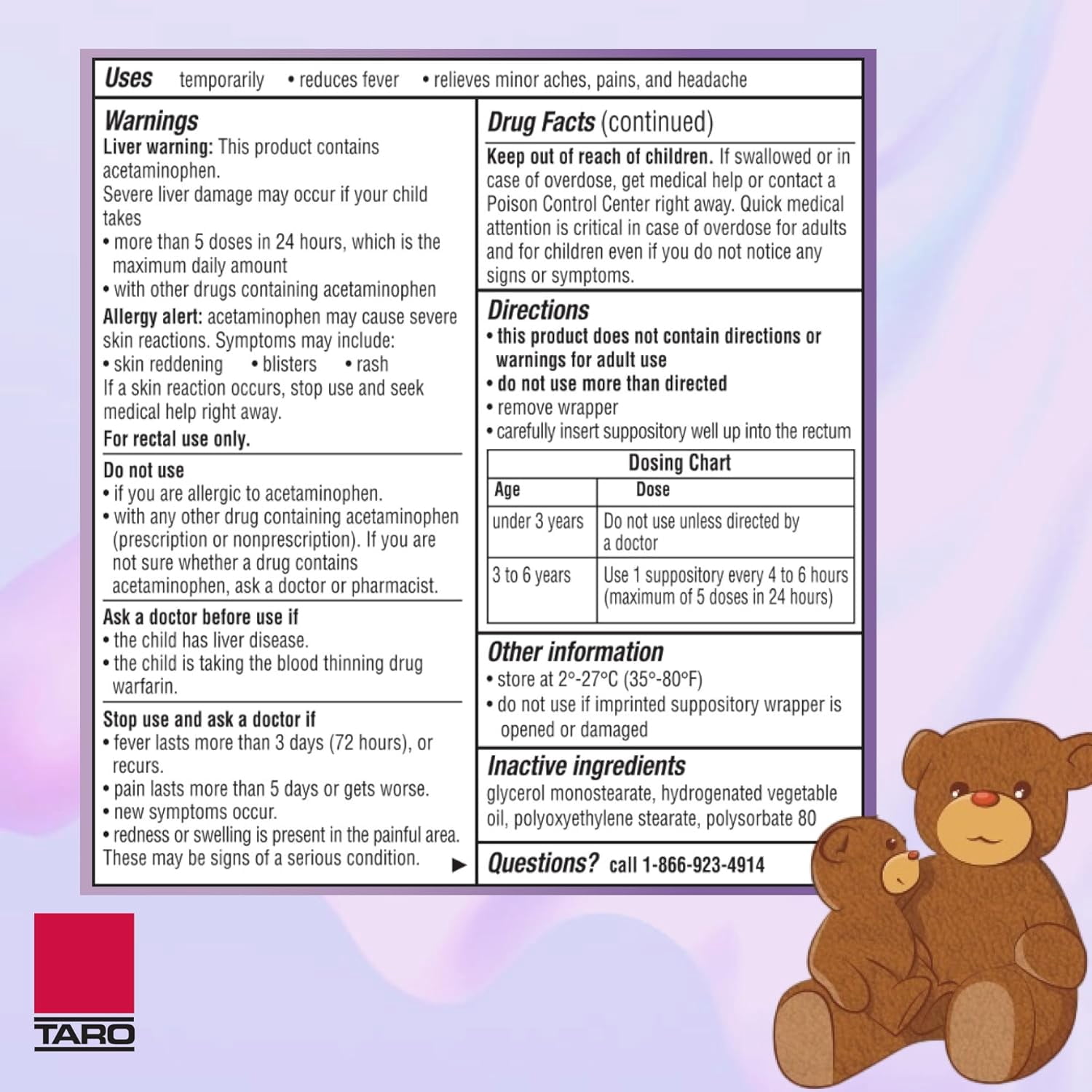 Feverall Infant Acetaminophen Suppositories 6 Rectal Suppositories 120 mg Each Pain Reliever/Fever Reducer. Paraben Free, No Artificial Colors or Other preservatives. Ages 3-6 Years