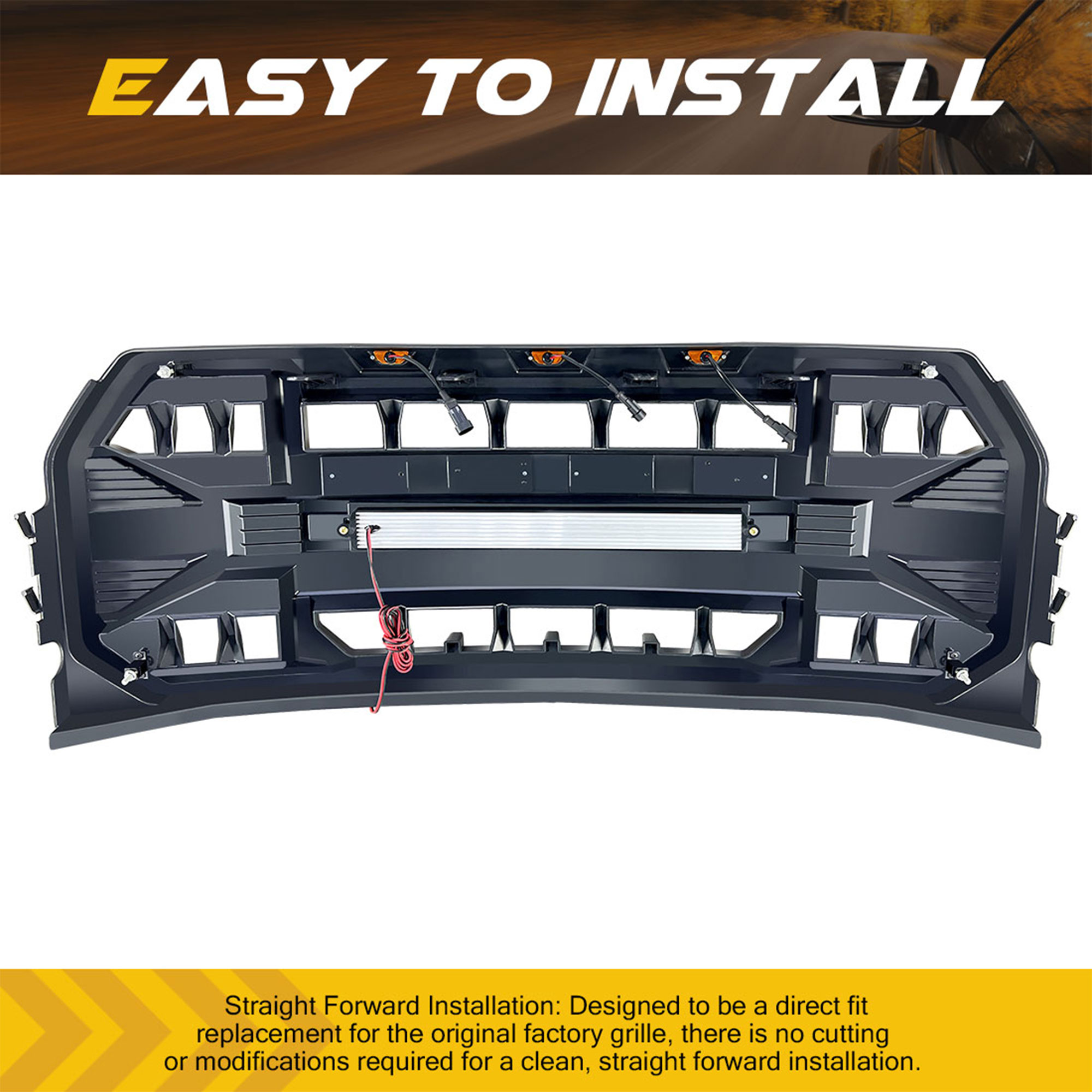 AMERICAN MODIFIED Armor Grille Compatible with 2015-2017 Ford F150, Black