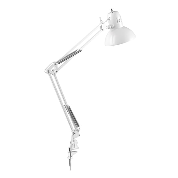 Globe Electric 31.5" Glossy White Swing Arm Clamp-on Desk Lamp