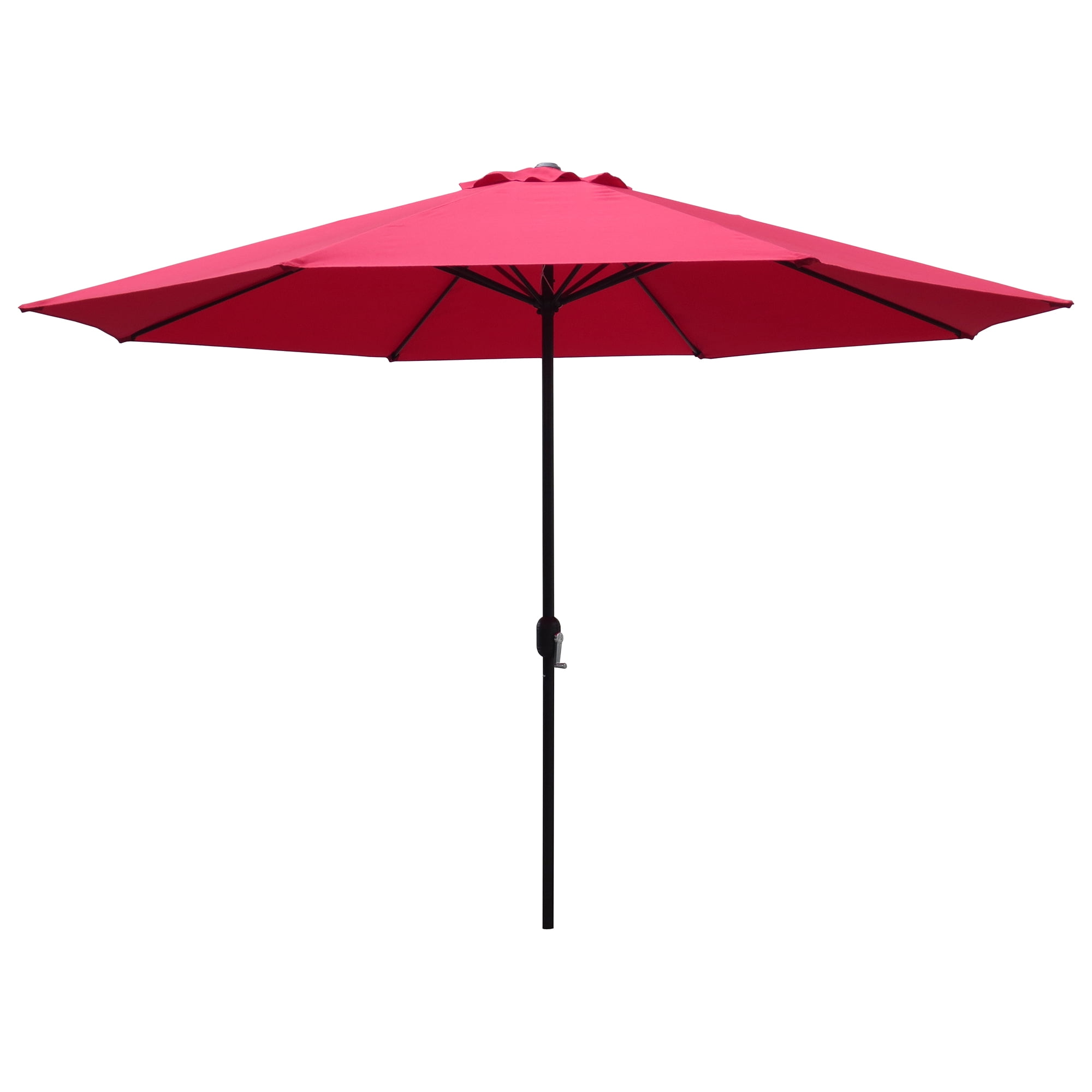 Abble 11FT Outdoor Patio Umbrella with Crank Handle, Market Umbrella with 8 Sturdy Umbrella Ribs, Waterproof for Garden Deck Backyard Pool, Red