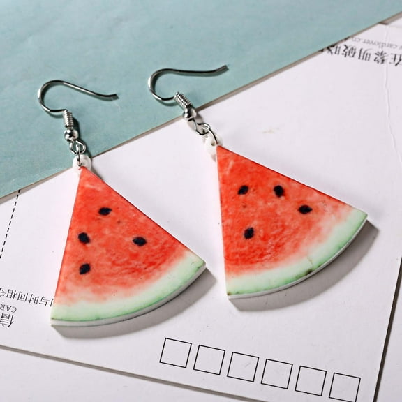 Tuscom Watermelon Stud Earrings for Women, Cute Fruit & Vegetable Dangle Earrings, Acrylic Summer Novelty Jewelry, Alloy Hanging Earrings for Daily Wear, Party, Vacation, Gift