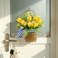 thumbnail image 5 of 31cm Artificial Tulip Flower Basket Wreath,Yellow Tulip Door Hanging Basket Floral Wreaths,Spring Front Door Wreath for Home Decor, 5 of 7