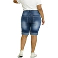thumbnail image 2 of QERINTE Women Plus Size Jean Shorts Cargo Bermuda Shorts High Rise Casual Stretchy Womens Long Denim Shorts Summer Jorts, 2 of 6