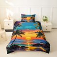 thumbnail image 2 of jejeloiu Tropical Sunset Beach Twin Duvet Cover For Girls,Palm Tree Ocean Twin Bedding,Multicolor Blue,Black Reversible,2pcs,1 Duvet Cover and 1 Pillowcase, 2 of 6