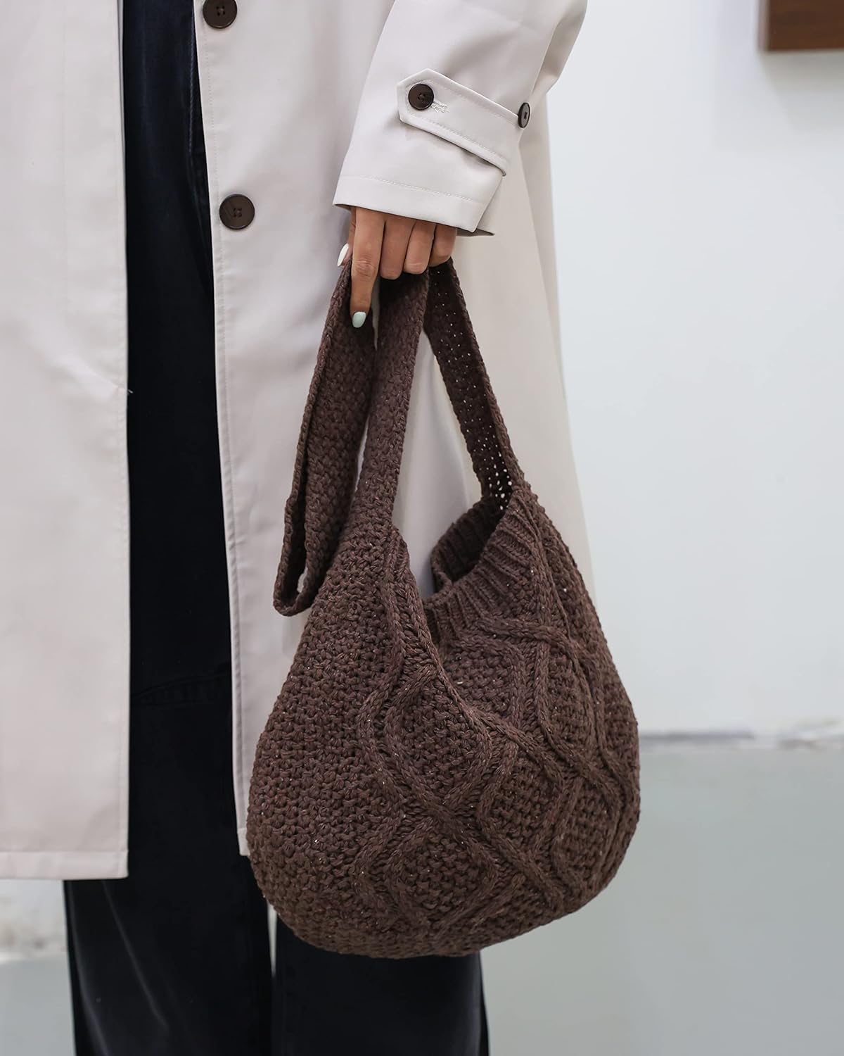 CAILDANL Handmade Crochet Bag–Boho Chic Shoulder Bag, Aesthetic Kinted Bag,Cute Crossbody Bag,Beach, Shoppingor Daily Use