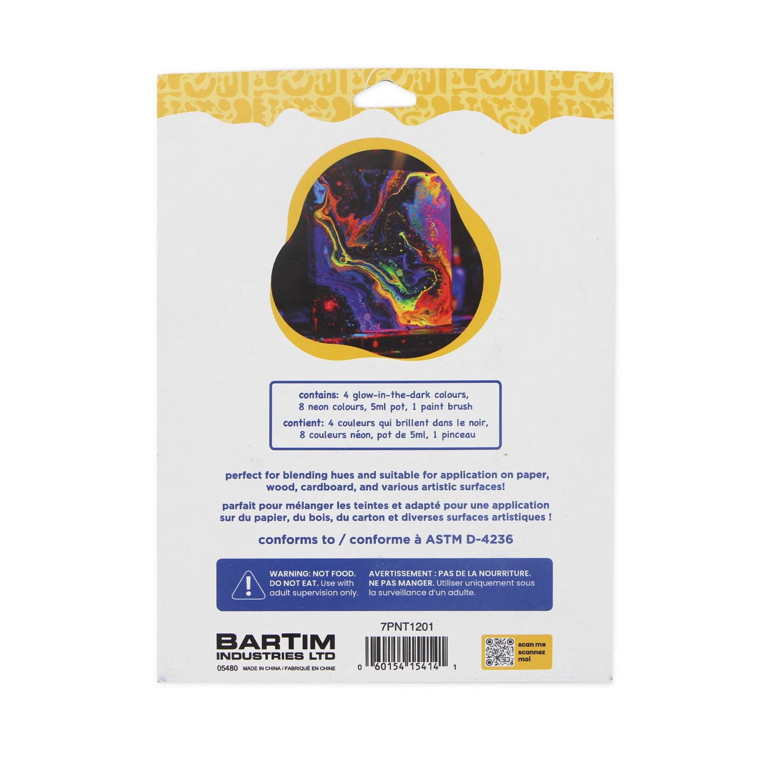 TINY HANDS Acrylic Paint Set, Neon, Glow in the Dark, 12 colours, Age 3+, Kids, Crafts, ACRY PAINT 12PC NEON