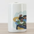 thumbnail image 3 of African American Family Ceramic Toothbrush Holder, Happy Cozy and Multi-Generation Family Scene, Decorative Versatile Countertop for Bathroom, 4.5" X 2.7", Pale Blue Multicolor, 3 of 4