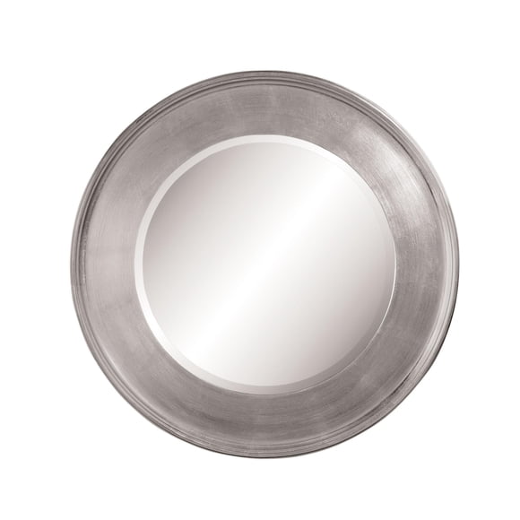 Silver Leaf Round Wall Mirror Beveled Glass Modern