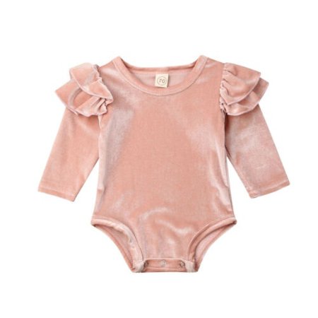 

Autumn Newborn Baby Girl Fly-Sleeve Solid Romper Jumpsuit One-Pieces Clothes 0-18M