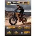 thumbnail image 2 of Adult Electric Dirt Bike – 29 MPH, 48V 20.8Ah Battery, 20"x4.0 Fat Tires, Up to 80 Miles Range, NFC Unlock, 7-Speed Dual Suspension, Streamlined Frame, Orange, 2 of 7