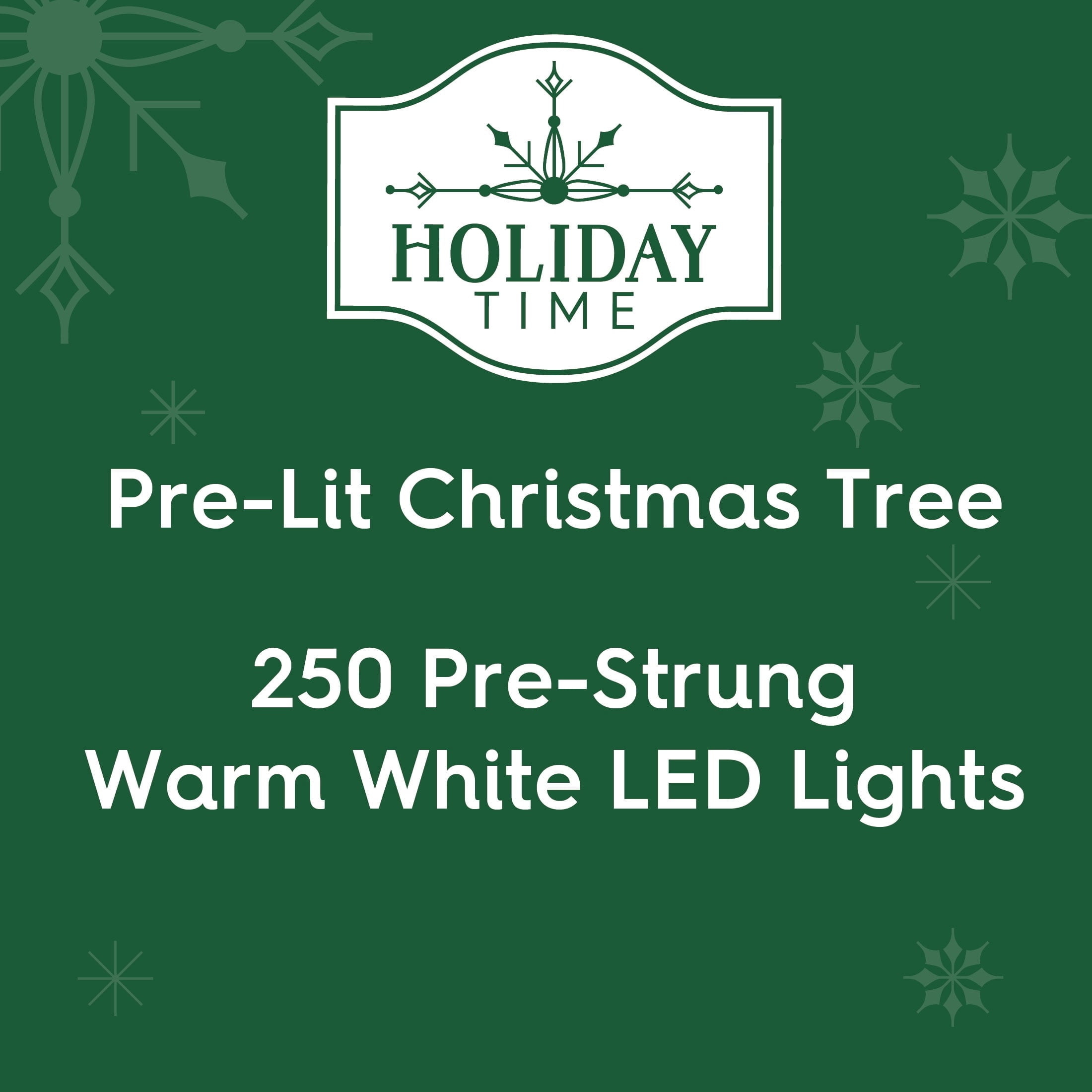 7' Pre-Lit Brinkley Pine Green Artificial Christmas Tree with 250 Warm White LED Lights and Stand, by Holiday Time