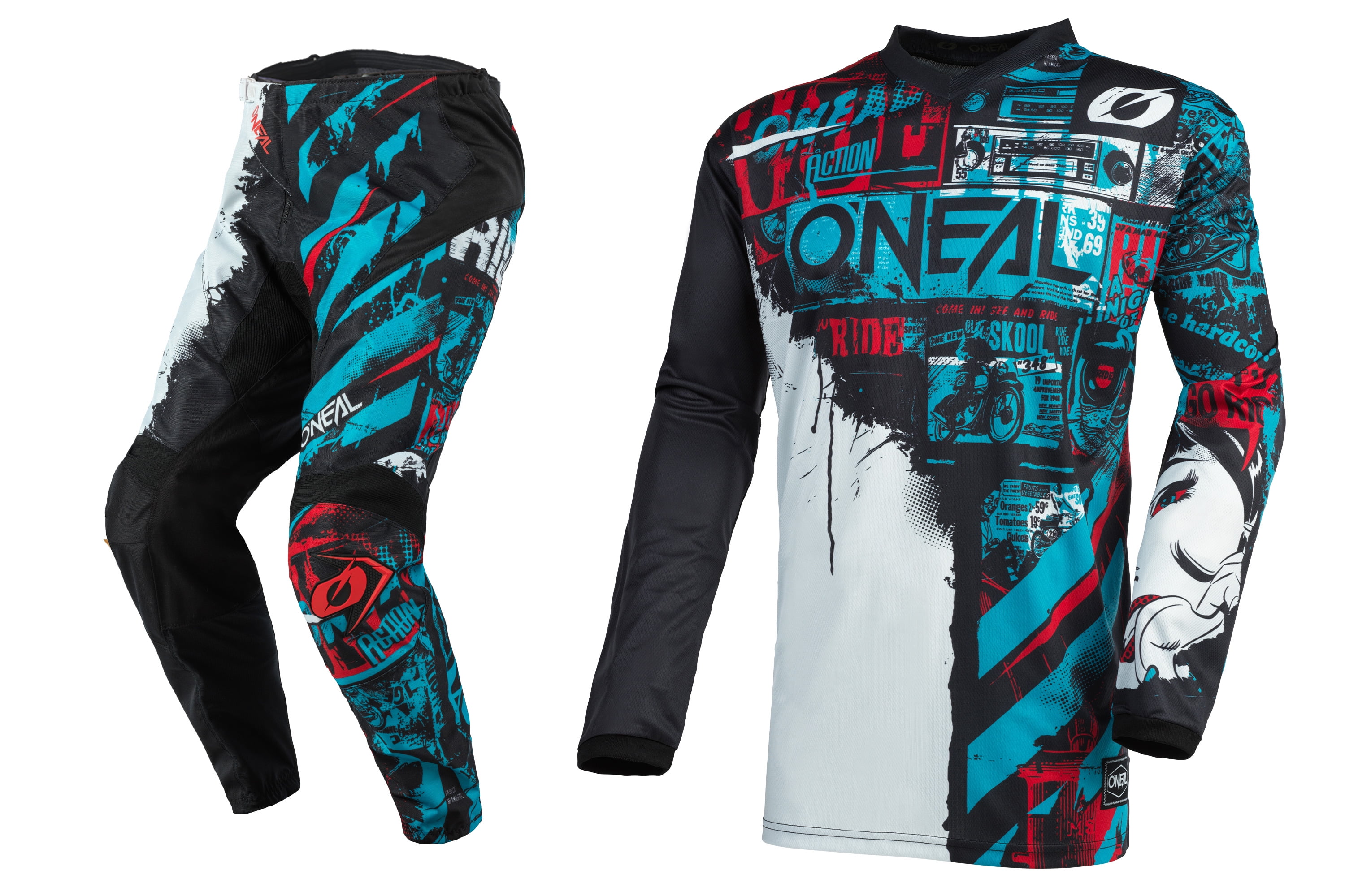 black and blue dirt bike gear