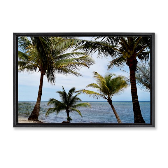 Stupell Industries Coastal Honduras Daytime Palms Black Floating Frame Canvas Art, 25 x 17, by Natalie Carpentieri