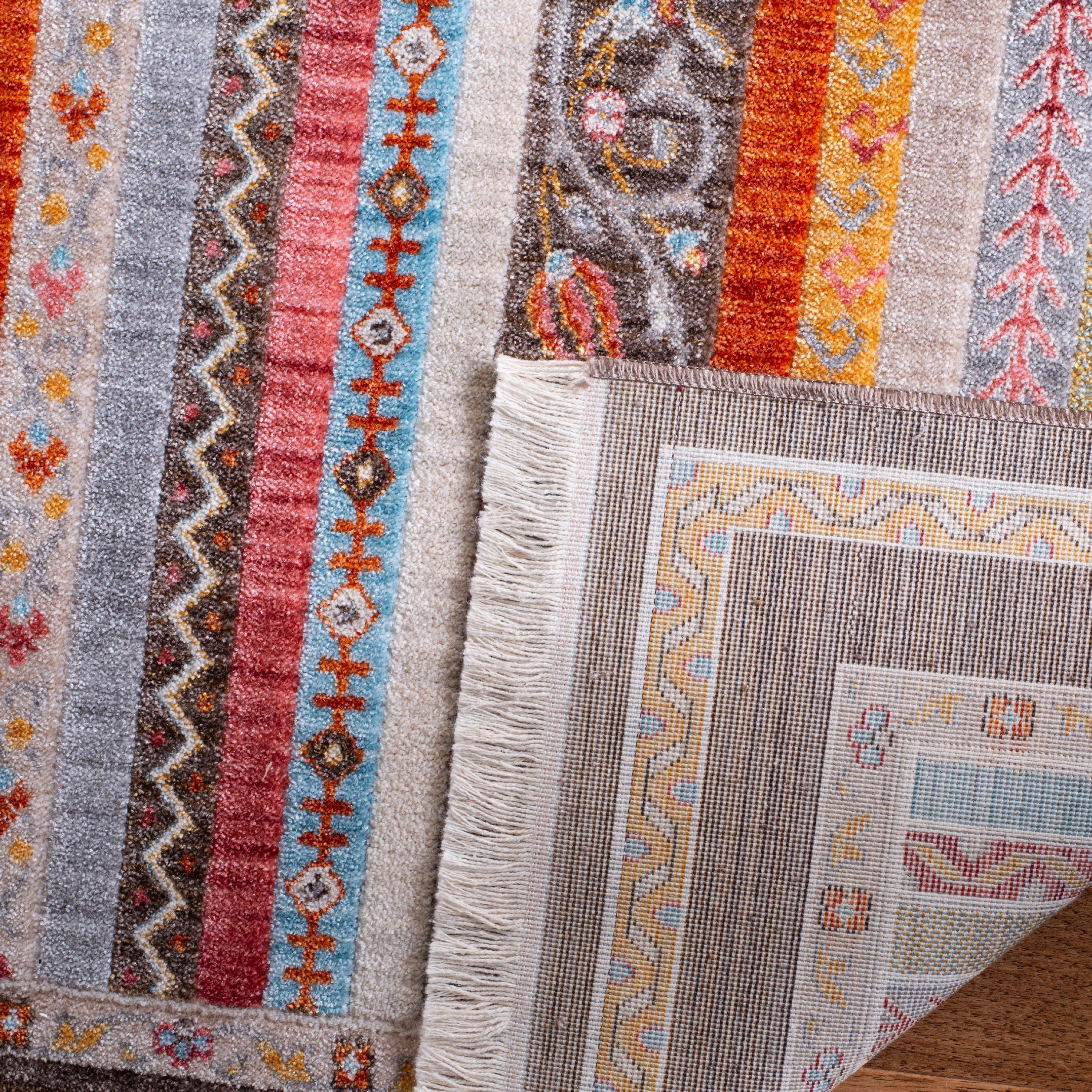 SAFAVIEH Bokhara Rosanne Striped Polyester Area Rug, Brown/Yellow, 4' x 6'