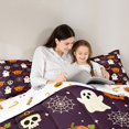 thumbnail image 4 of Feelyou Cute Ghost Pumpkin Twin Bedding, Cartoon Gothic Skull Bat Bedding Comforter Set, Halloween Reversible, 7pcs, 4 of 7