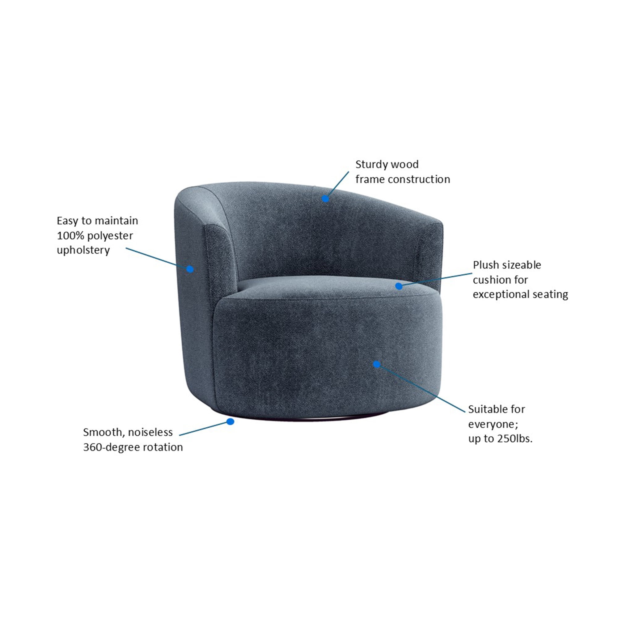 Mainstays Swivel Accent Chair, Blue