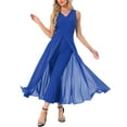 thumbnail image 2 of INSPIRE CHIC Women's Wide Leg Jumpsuits Chiffon V Neck Cocktail Sleeveless Jumpsuit M Royal Blue, 2 of 4