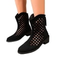 thumbnail image 4 of BRGZLK Cut Out Mid Calf Boots for Women Sweet Cool Lightweight Autumn Winter Chunky Heel Back Zipper Short Booties 2026 Casual Versatile Shoes Black 41, 4 of 9