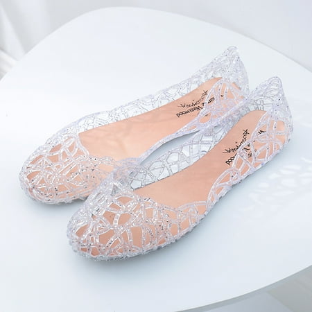 

IKemiter Jelly Shoes for Women Flat Heel Summer Beach Sandals