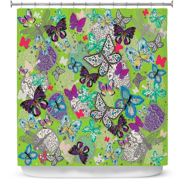 Shower Curtains 70" x 84" from DiaNoche Designs by Julie Ansbro - Butterflies Lime