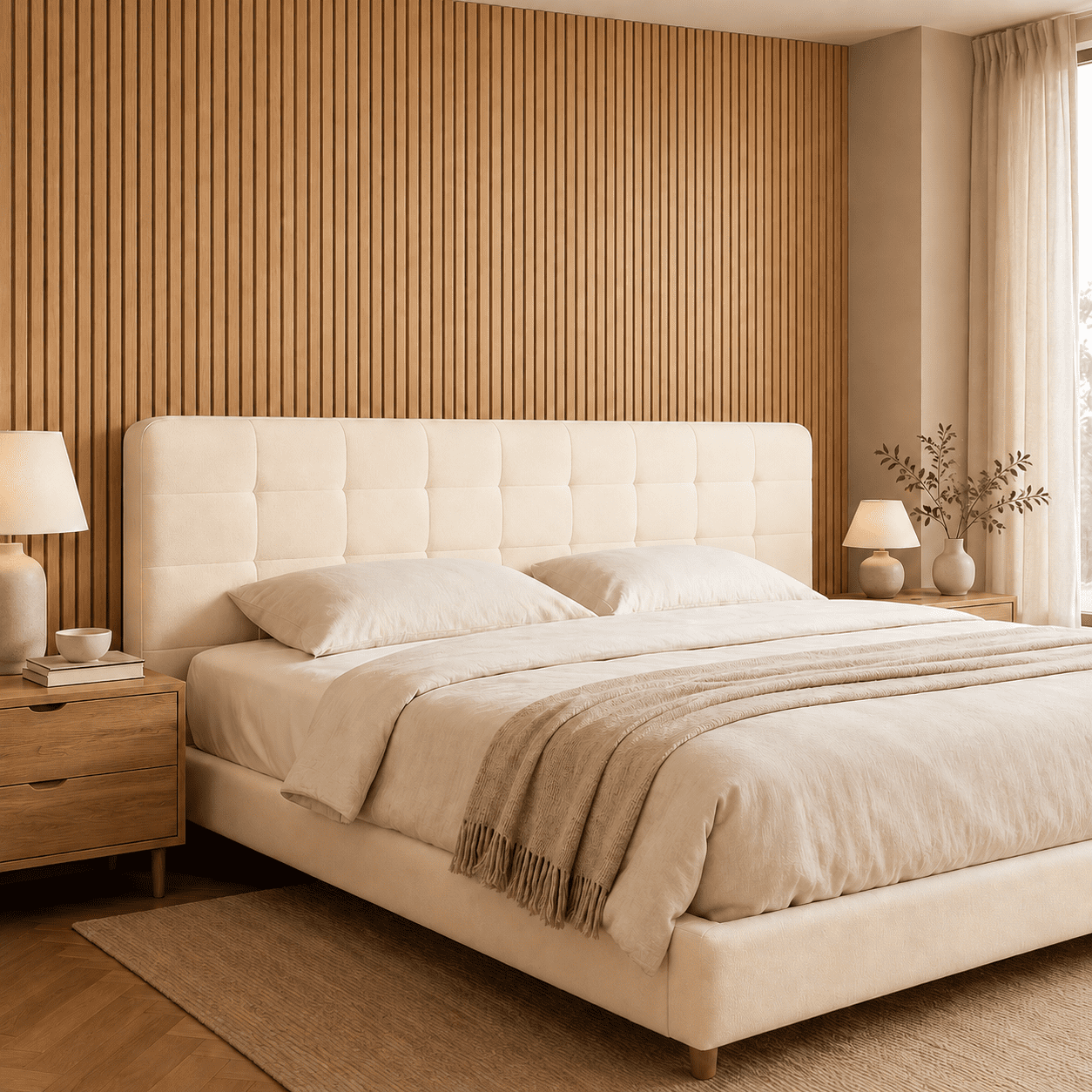 2-Pack Wood Slat Acoustic Wall Panels, 24" x 94.3" MDF Slat Wall Paneling for Modern Interior Wall Decor, Sound Absorbing Accent Panels, 31.4 Sq. Ft,Oak
