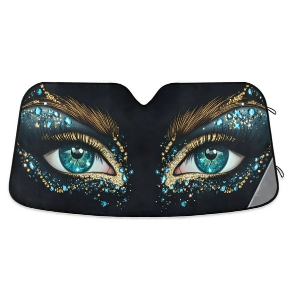 ALAZA Beautiful Eyes Pattern Windshield Sun Shade Car Foldable Visor Block UV Rays Protector 55"x27.6"