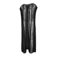 thumbnail image 6 of Liacowi Women's Casual Hollow Bikini Smock Fashion Solid Color Round Neck Slit Long Beach Dress, 6 of 9