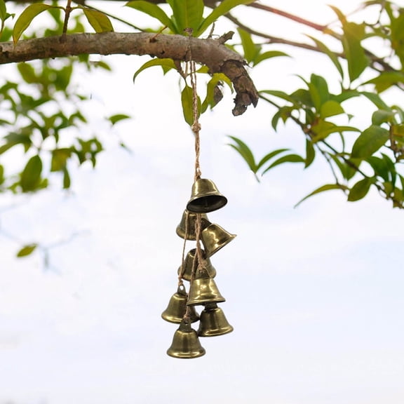 SATRINO 1 Pieces Witch Bells Protection for Door Knob Hanger Wind Chimes Witchy Things Clear Negative Energy Witchcraft Supplies for boho home Room Decor (Brown)