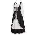 thumbnail image 2 of LEKWK Renaissance Dress Women Off Shoulder Lace-Up Corset Dress Vintage Ruffled Lace Trim Medieval Dress for Halloween Cosplay Theme Party, 2 of 6