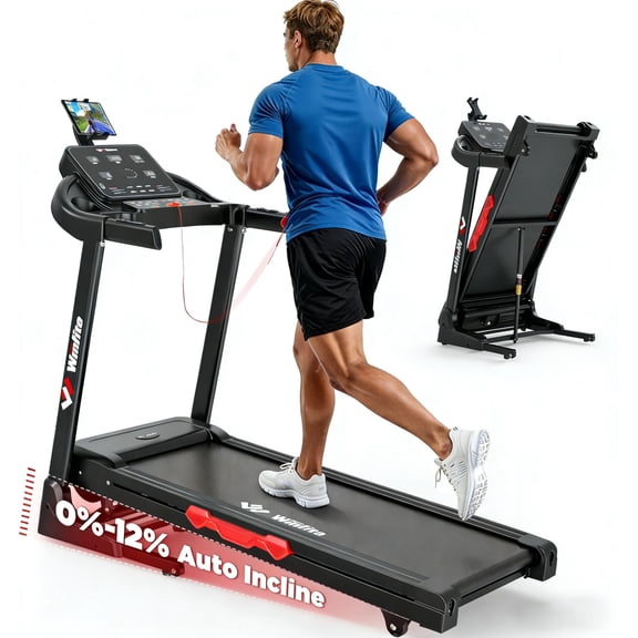 Winfita Electric Treadmill for Home with Auto Incline, 300 lbs Capacity Treadmill Portable Foldable with Bluetooth, Walk Running Exercise Machine