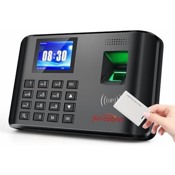 A5 Time Clock-Time Clocks for Employees Small Business-Fingerprint, RFID and PIN Biometric Time Clock, Office Punch Clock, with 5 Badges-0 Monthly Fees