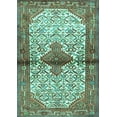 thumbnail image 1 of Ahgly Company Machine Washable Indoor Rectangle Persian Turquoise Blue Traditional Area Rugs, 8' x 10', 1 of 4
