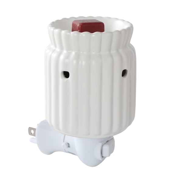 Mainstays Ribbed Ceramic Wax Melt Plug-in Warmer, Artic White