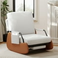 thumbnail image 2 of Furniliving Rocking Chair, Upholstered Nursery Rocking Chair with Footrest and Adjustable Backrest, Glider Rocker Accent Chair for Living Room, Bedroom, Nursery, White, 2 of 10