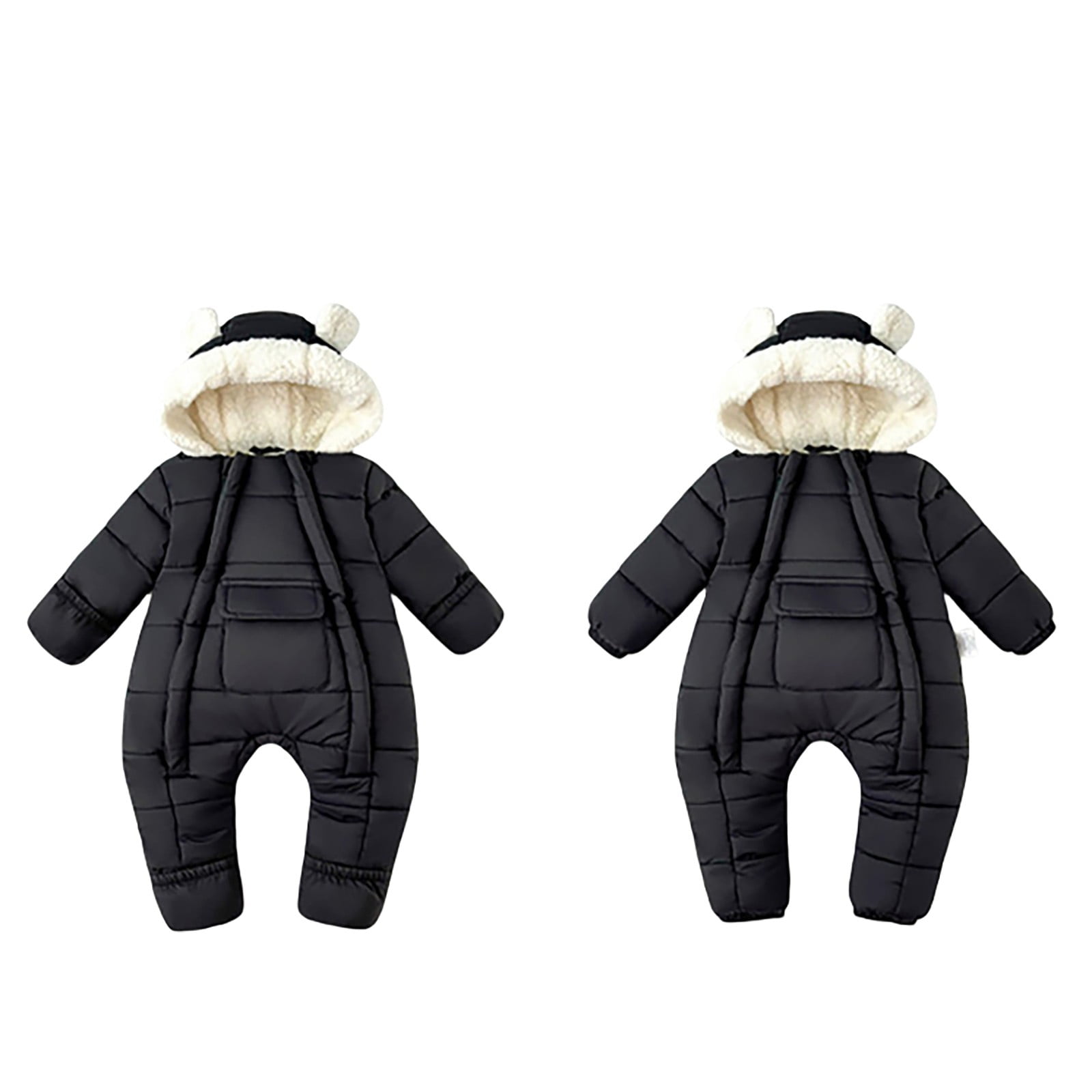 HXWCHs Boy Cotton Onesie - Winter Footed Hand-Cover, Double Zipper Warm Romper Black 6-12 Months
