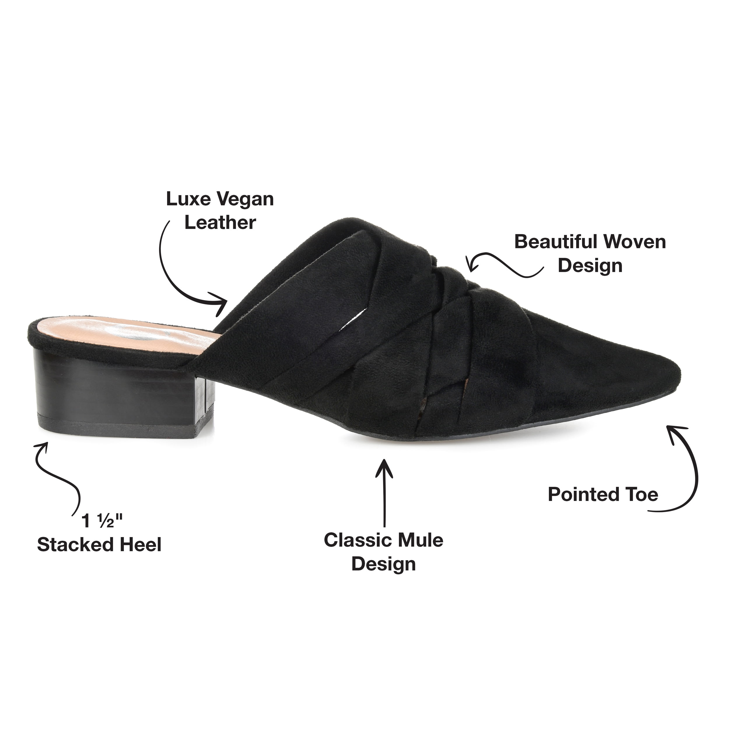 Journee Womens Kalida Slip On Pointed Toe Mules Flats
