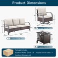 thumbnail image 7 of Unnifurnzi 4 Pieces Patio Furniture Set with Fire Pit Table-Outdoor Swivel Glider Rocking Chair with Outdoor Couch Patio Furniture Sets for Deck Porch Garden Poolside Backyard-Brown/Beige, 7 of 7