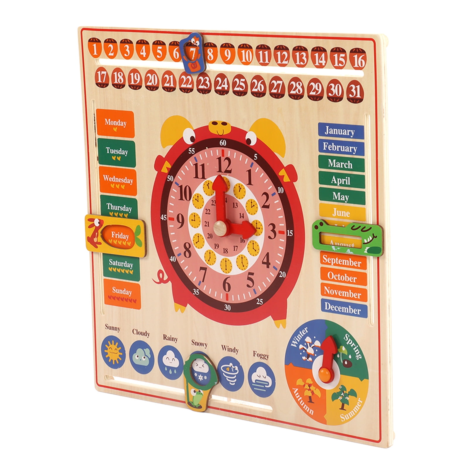 Clock Toy Children Clock Board Children's Clock Toy Wooden Multifunction 6 In 1 Educational