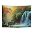 thumbnail image 5 of PRATYUS  Waterfall Tapestry, Deep Forest and Waterfall Autumn Fall Seasonal Forest Print, Wall Hanging Wall Decor, Turquoise Orange  50x40inch, 5 of 6