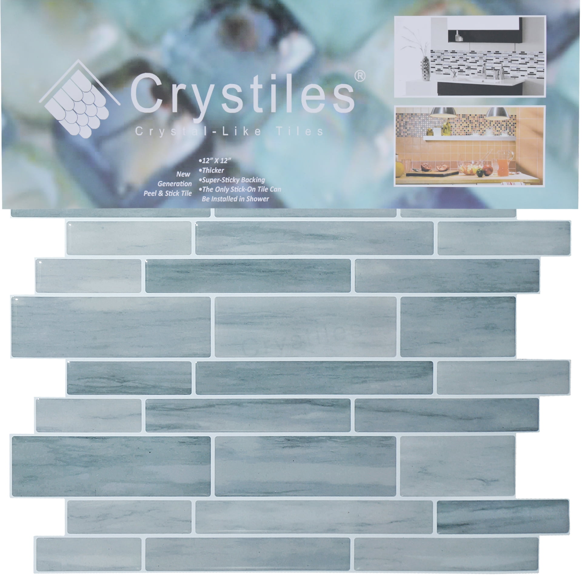 4-Sheet Pack Yellow-Green Marble Crystiles 12x12 Vinyl Peel and Stick Backsplash Tile Pro Series Thicker Version