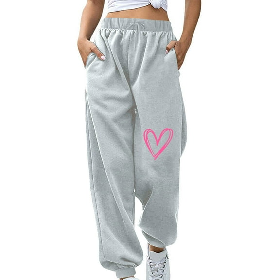 Women's Jogging Pants Drawstring Fleece Trousers Thicken Halloween Print Thermal Pants Fall Workout Sweatpants (XL, Gray)