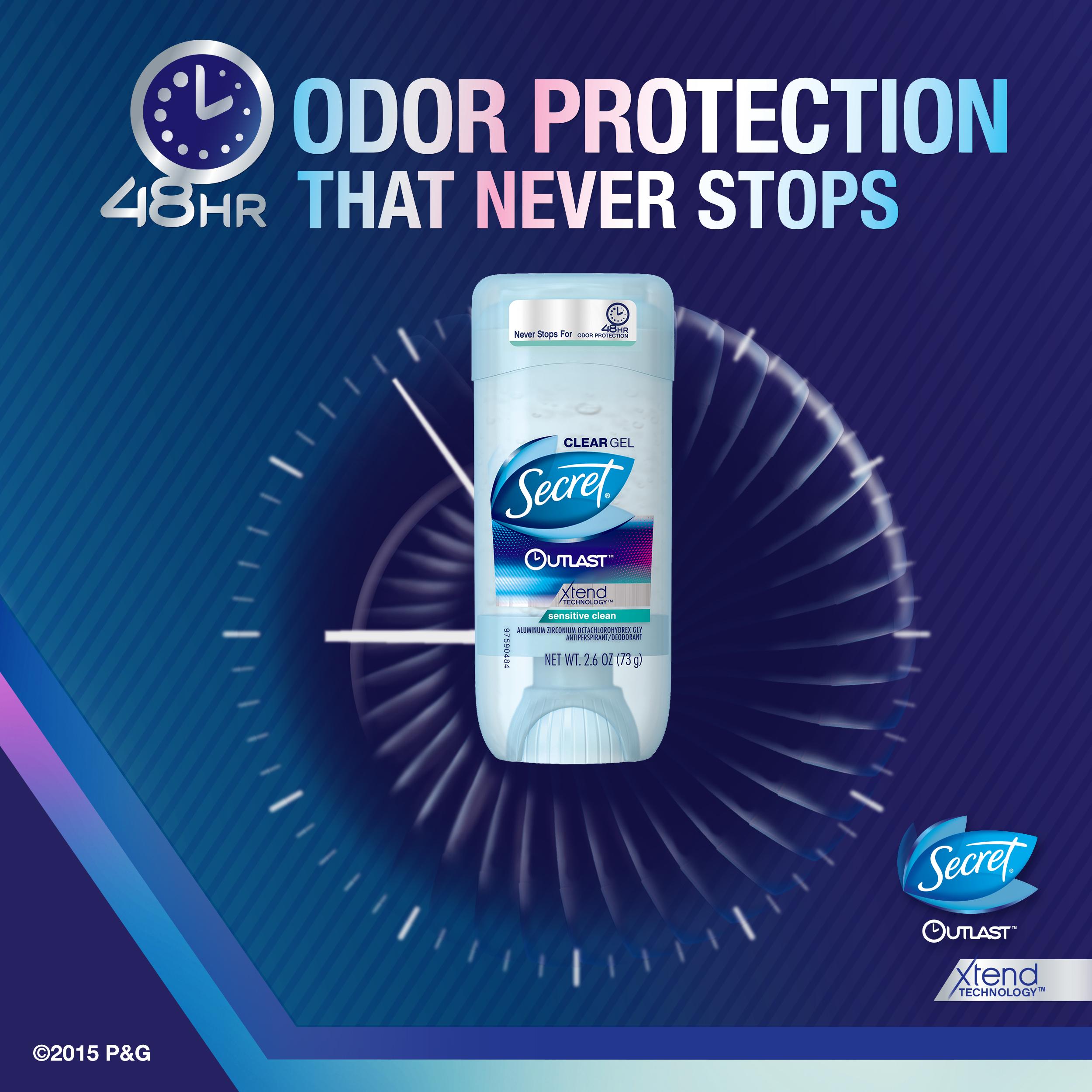 Secret Outlast Clear Gel Antiperspirant Deodorant for Women Sensitive Clean 2.6 oz - image 3 of 13